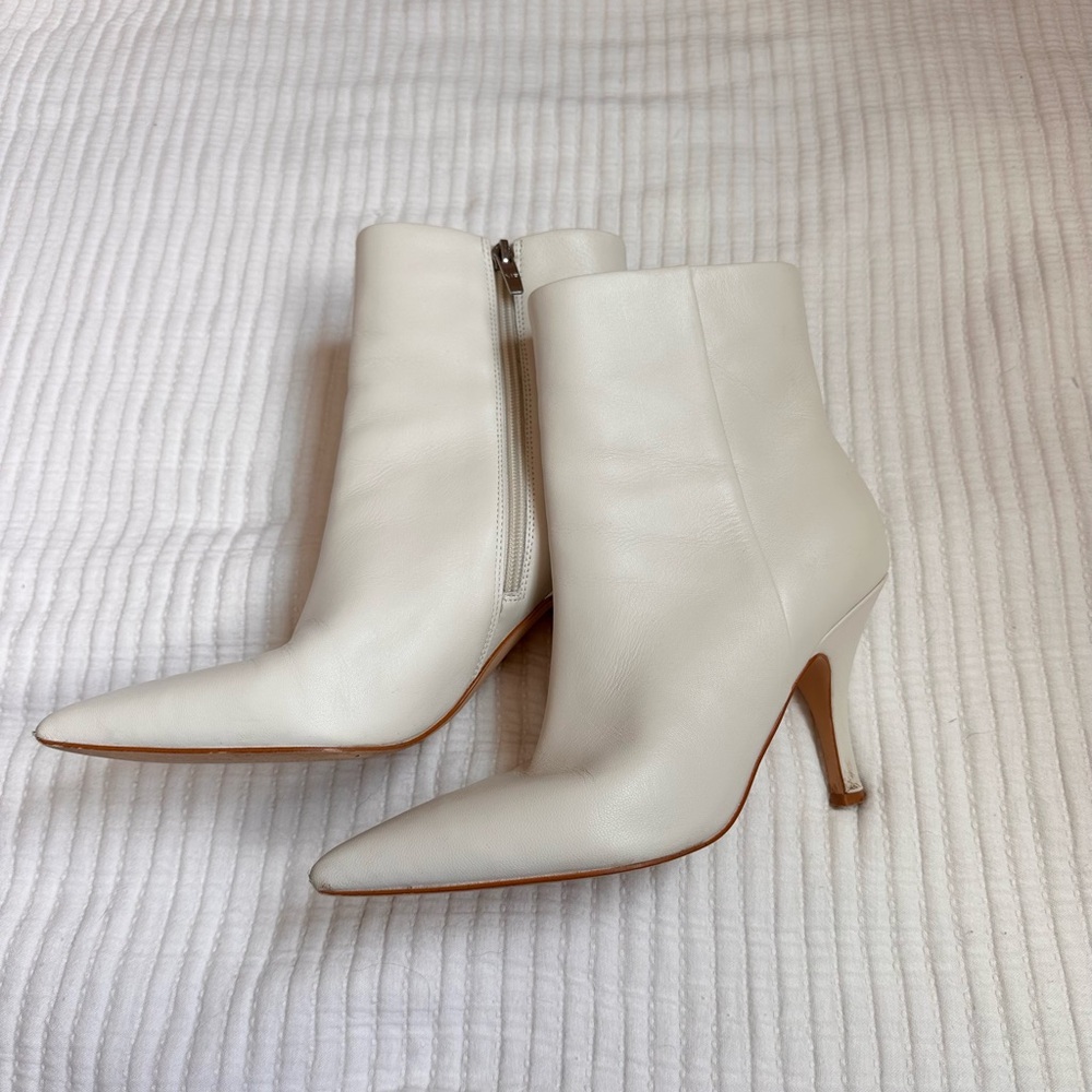 Marc Fisher Cream Heeled Booties